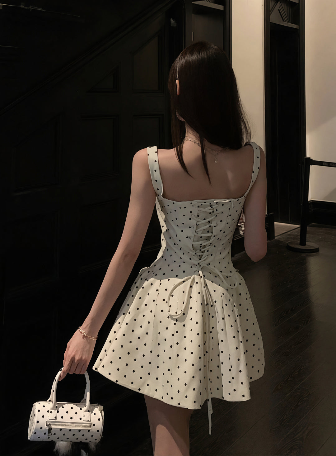 【dress】ドット柄ベストワンピース Q8847