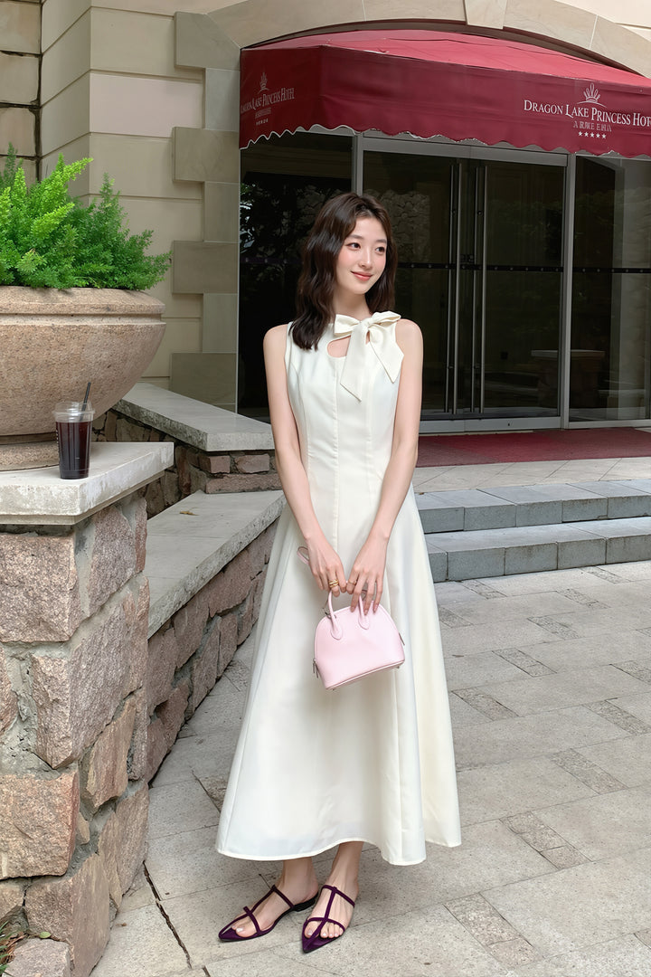 【dress】リボン付きロングワンピース Q8765