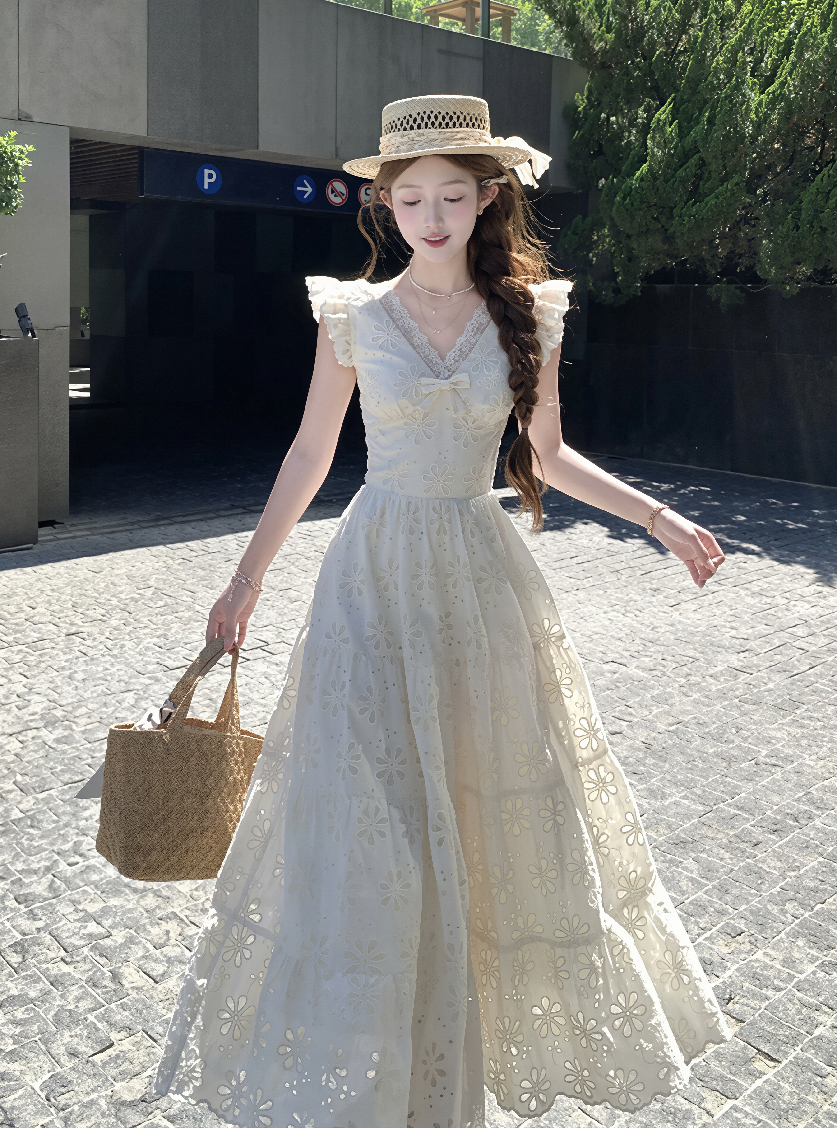 dress】フラッタースリーブロングレースワンピース Q8819 – NANASTYLE