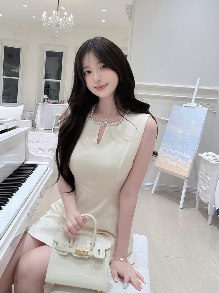 【dress】ラインストーンノースリーブワンピース Q8761