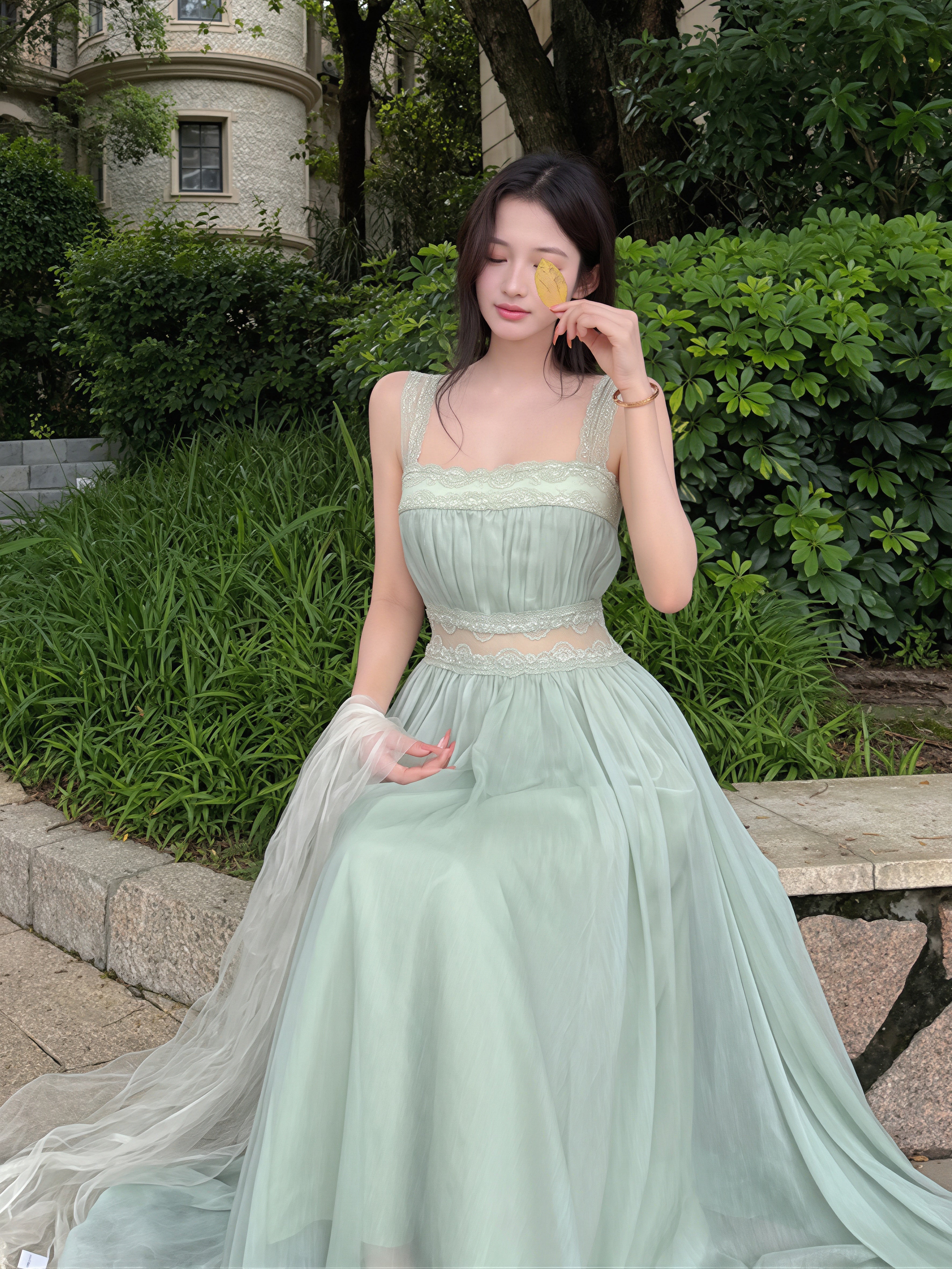 RED Valentino キャミソール ワンピース プリーツ レース グリーン dress】レースドッキングロングキャミワンピース Q8835 – NANASTYLE