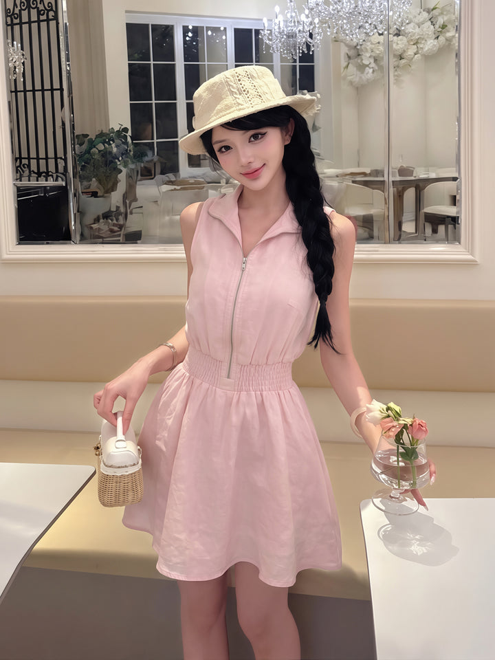 【dress】ノースリーブポロネックワンピース Q8864