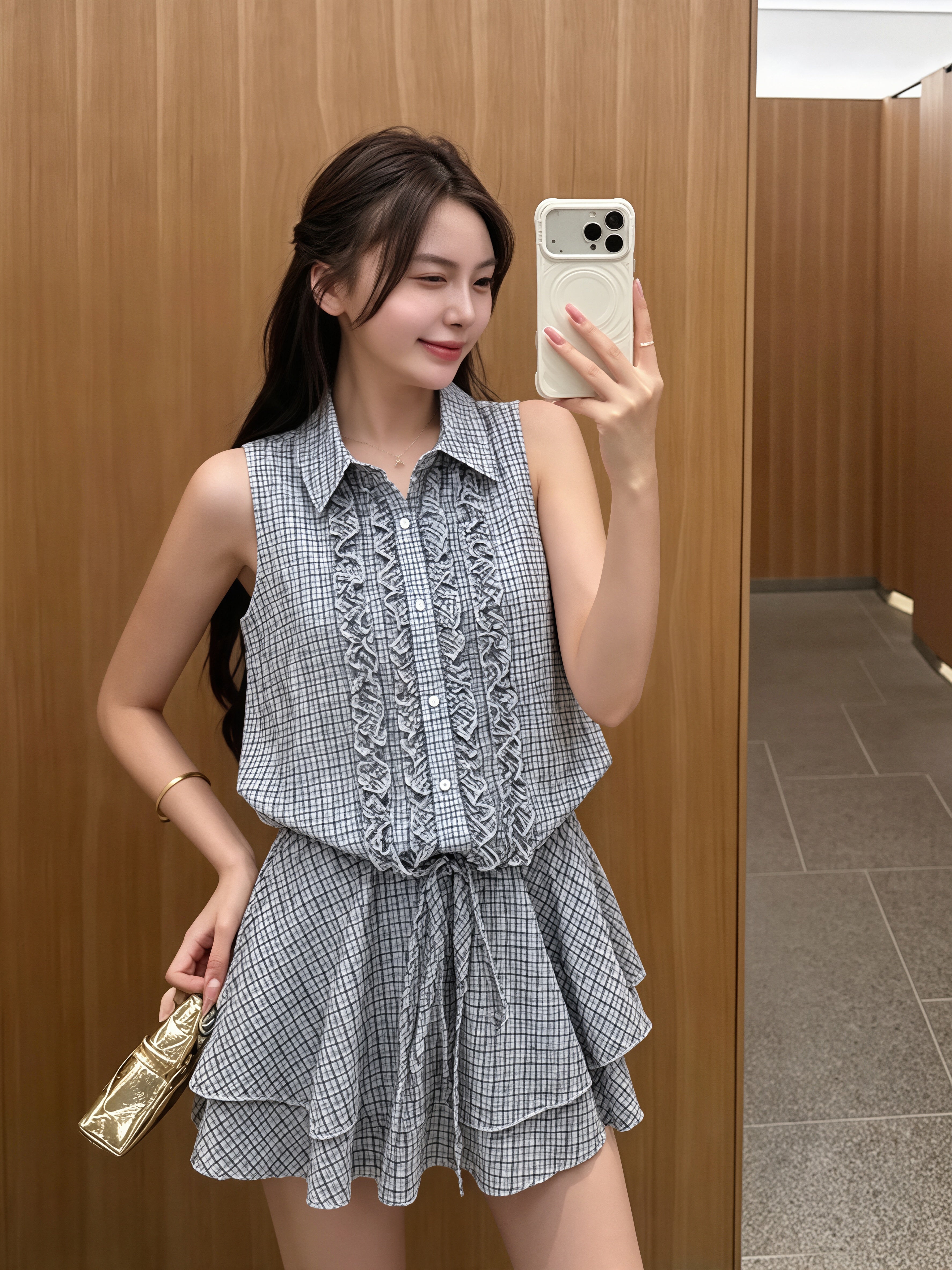 dress】ギャザーフリルノースリーブワンピース Q8821 – NANASTYLE