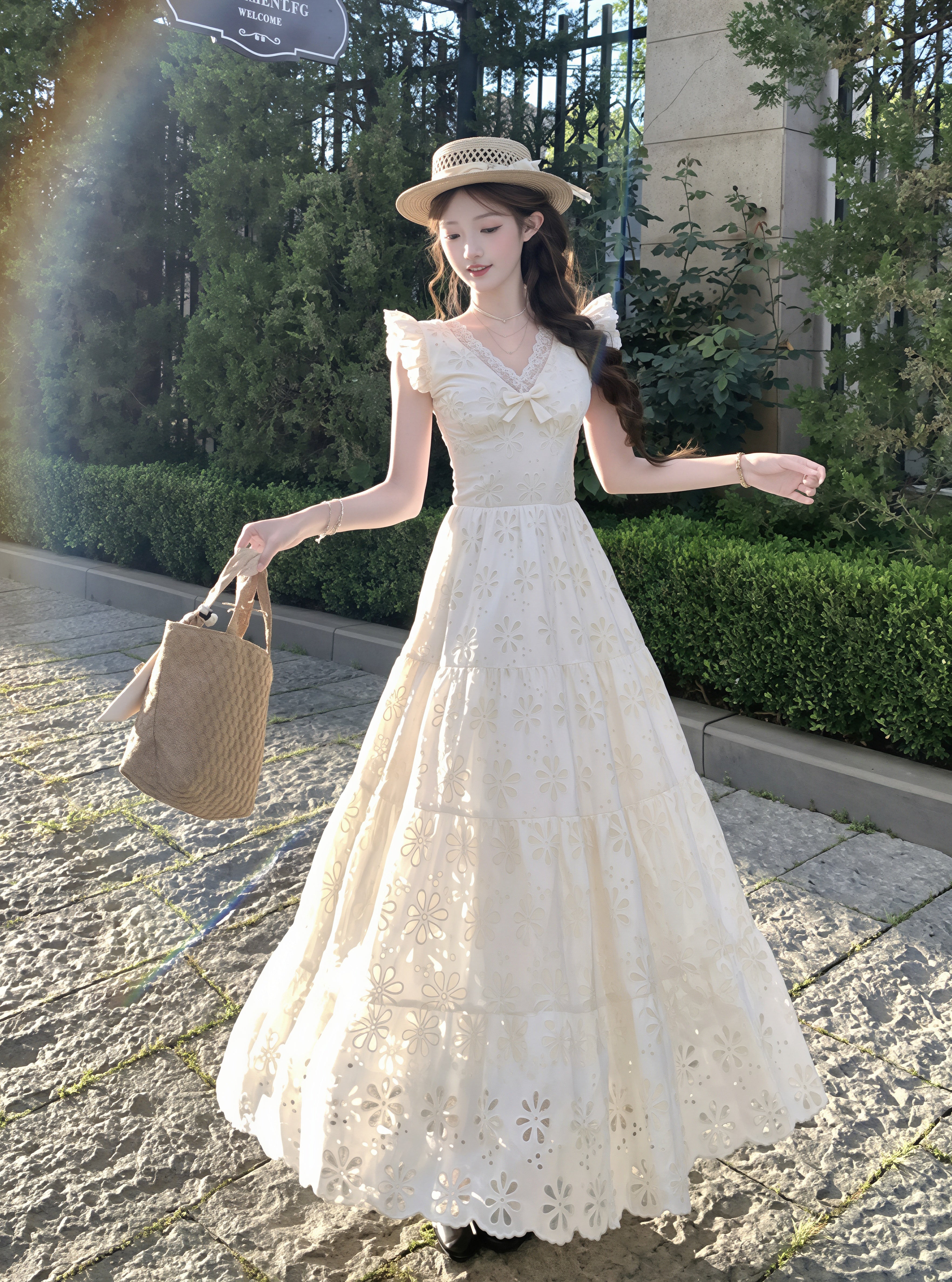 dress】フラッタースリーブロングレースワンピース Q8819 – NANASTYLE