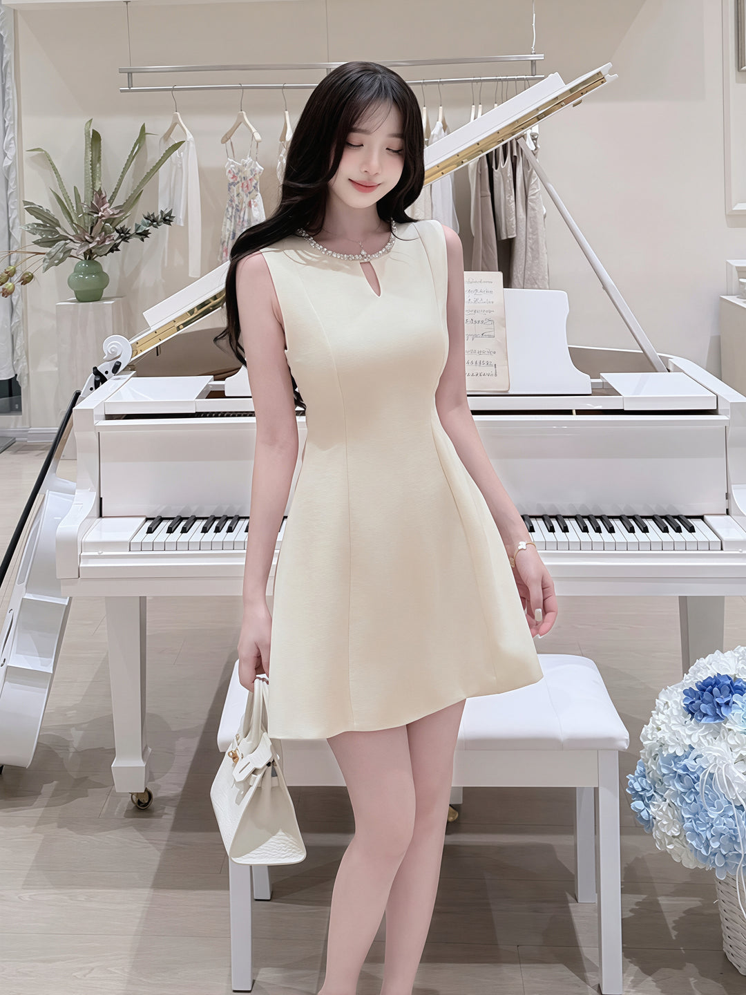 【dress】ラインストーンノースリーブワンピース Q8761
