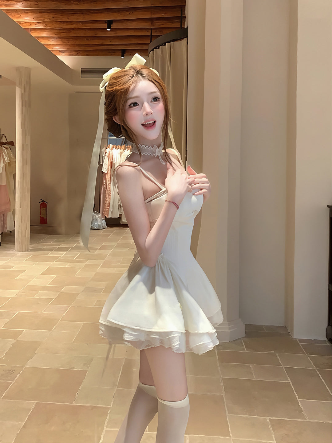 【dress】レースドッキングキャミワンピース Q8762