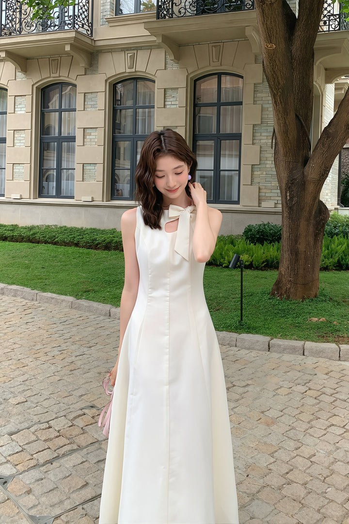 【dress】リボン付きロングワンピース Q8765