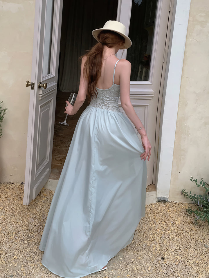 【dress】レースドッキングロングキャミワンピース Q8648