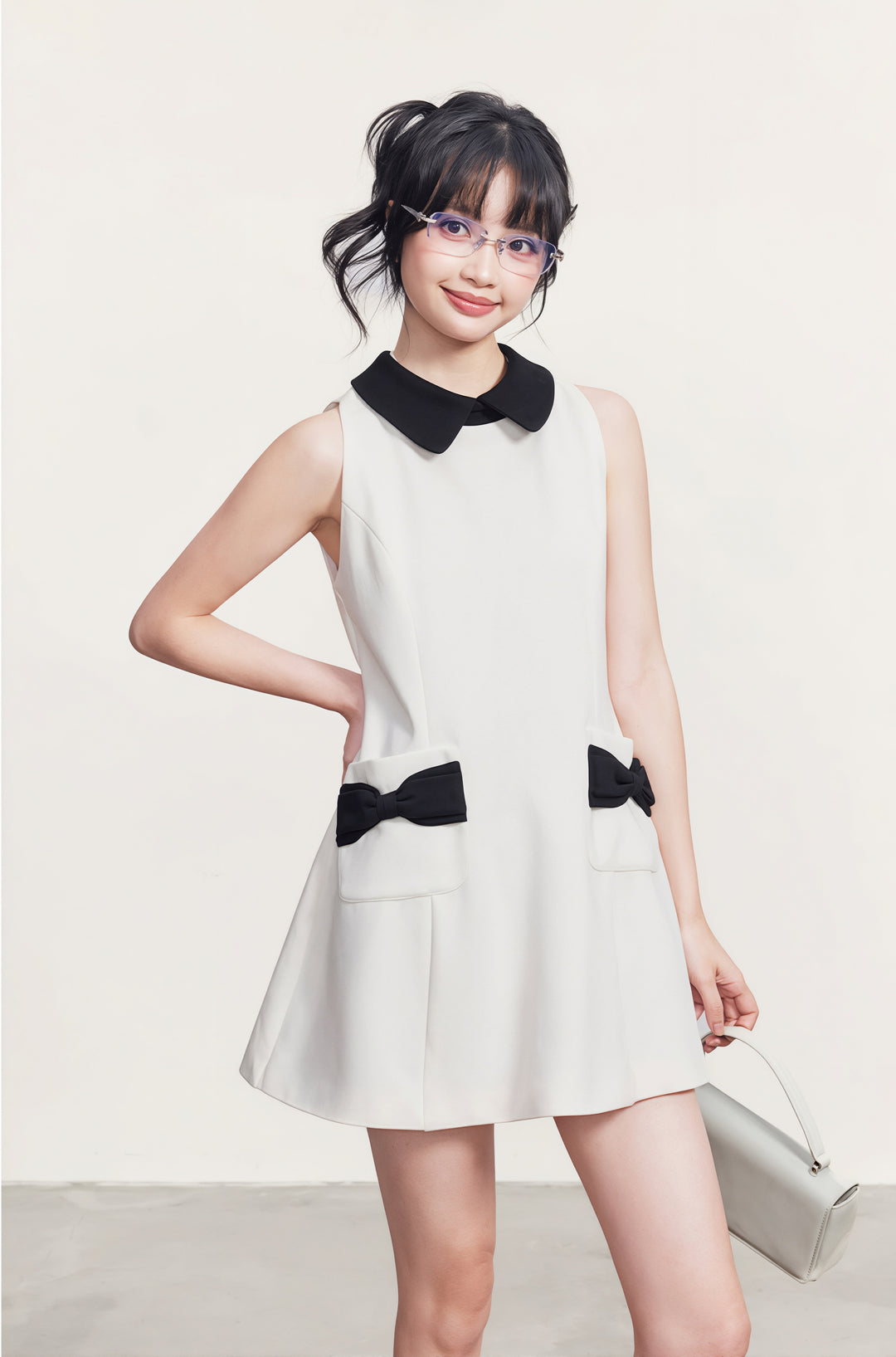 【dress】リボン付きAラインワンピース Q8764