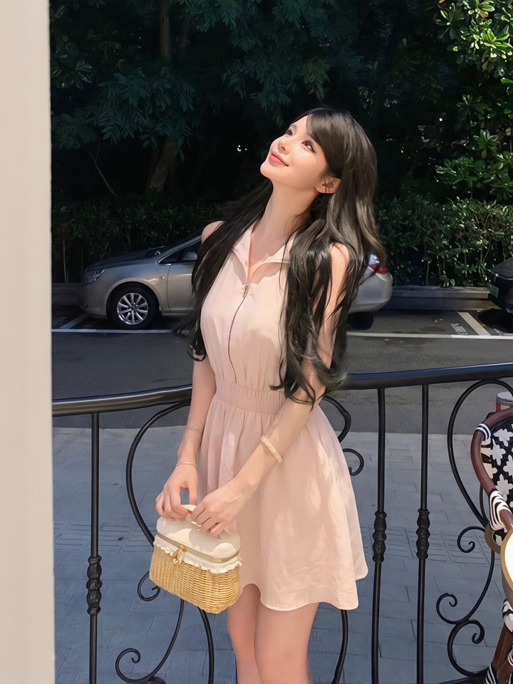 【dress】ノースリーブポロネックワンピース Q8864
