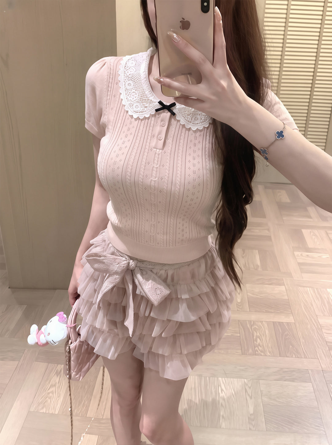 【tops】ピーターパンカラーニットトップス Q8836