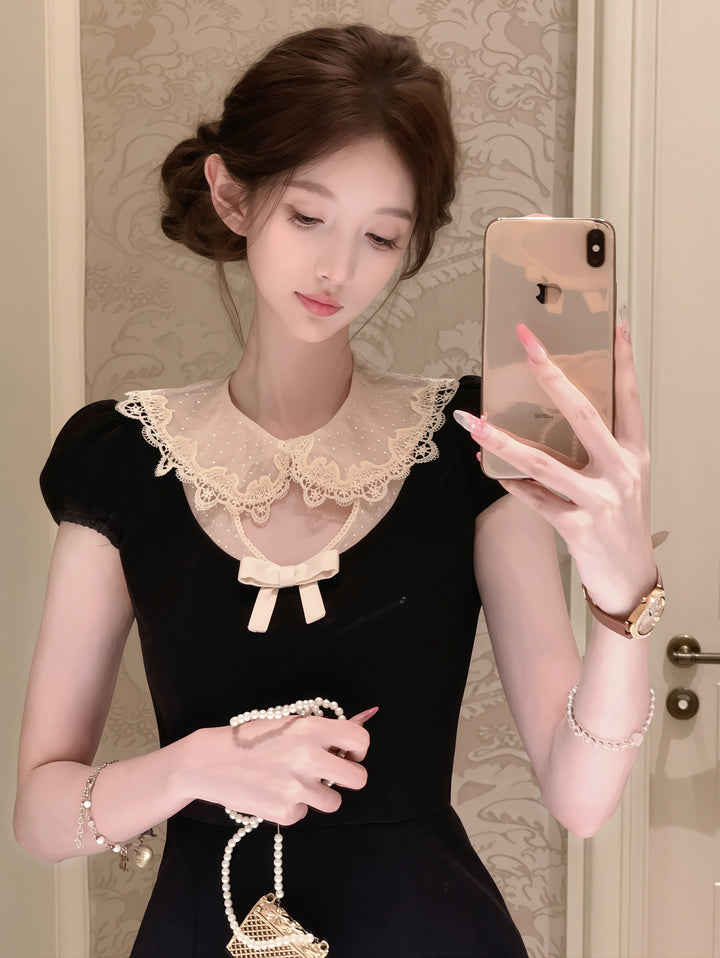 【dress】レースピーターパンカラーワンピース Q8880