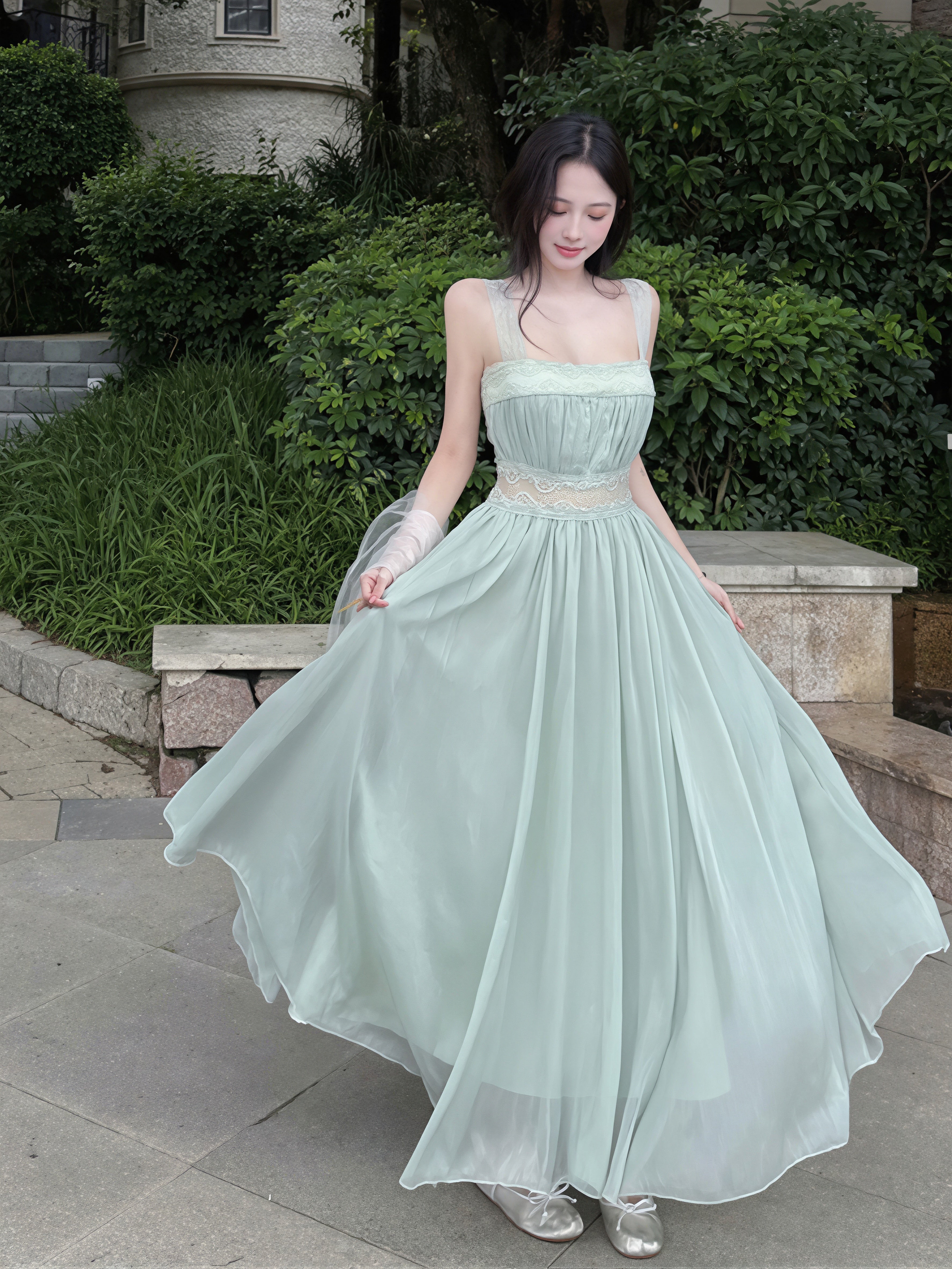 dress】レースドッキングロングキャミワンピース Q8835 – NANASTYLE