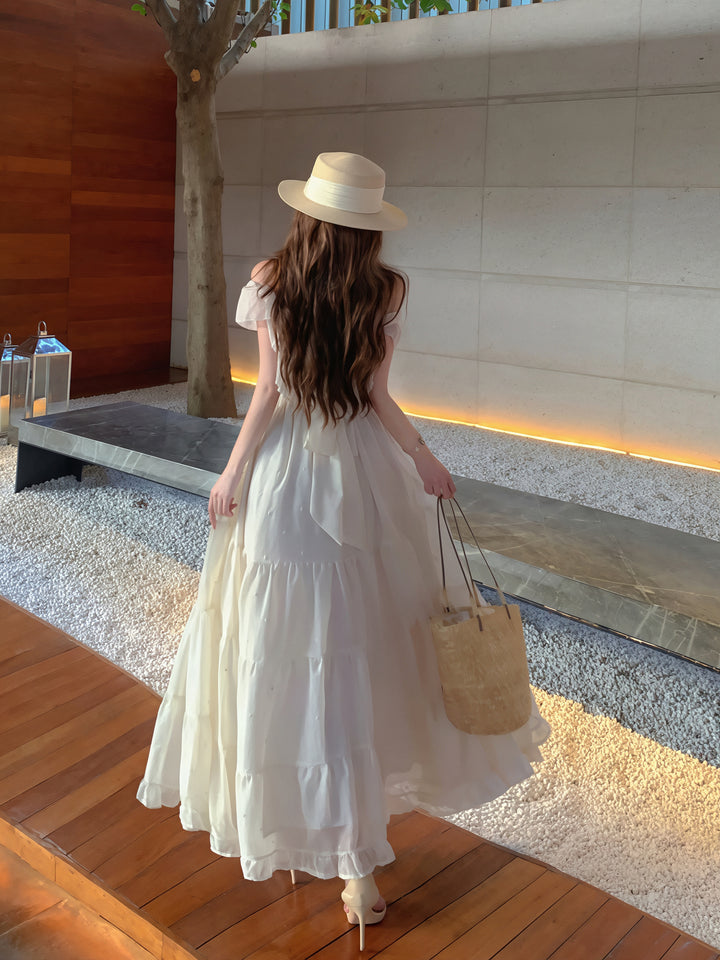 【dress】オフショルフリルロングワンピース Q8647