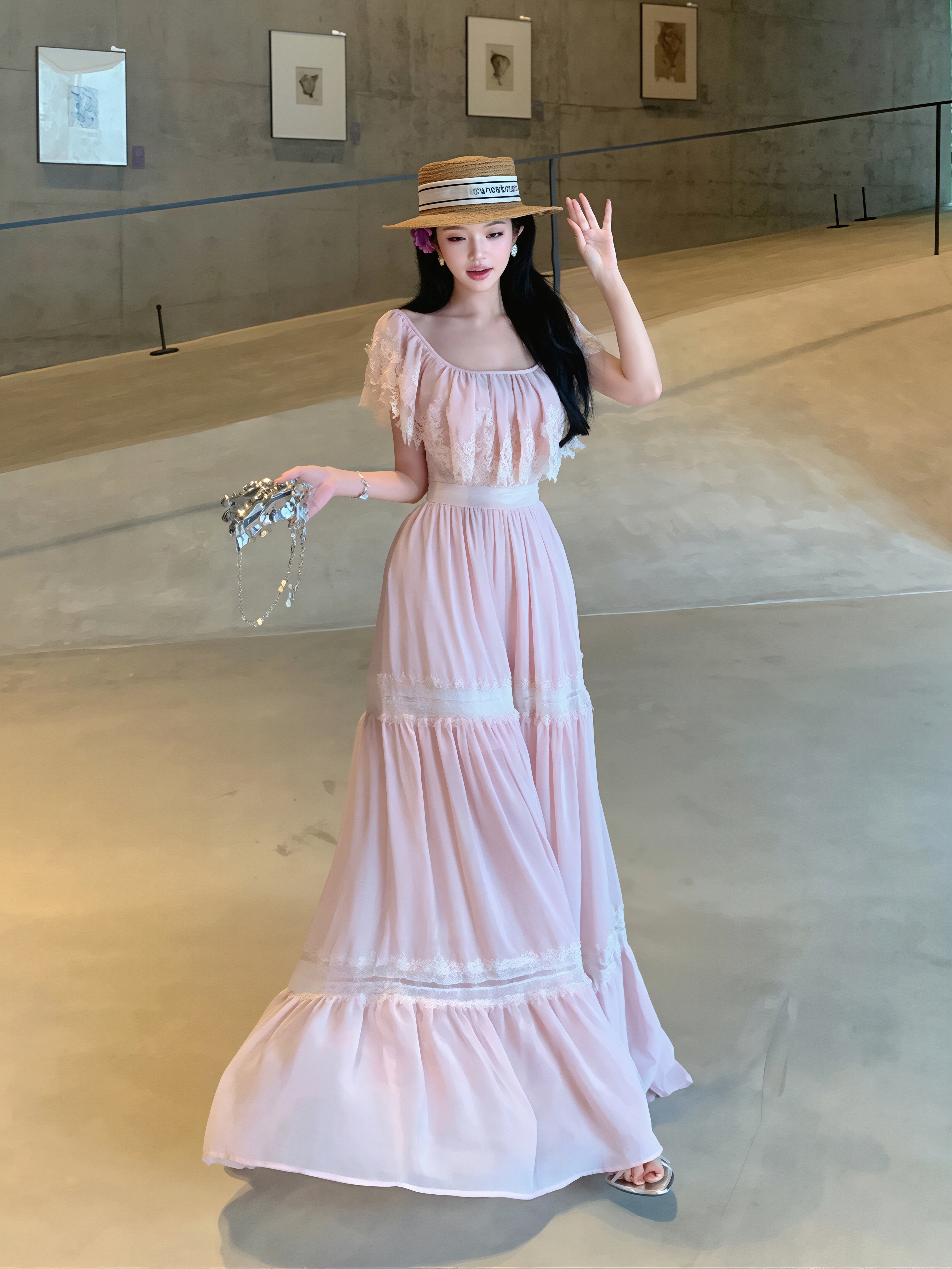 dress】レースドッキングロングワンピース Q8717 – NANASTYLE