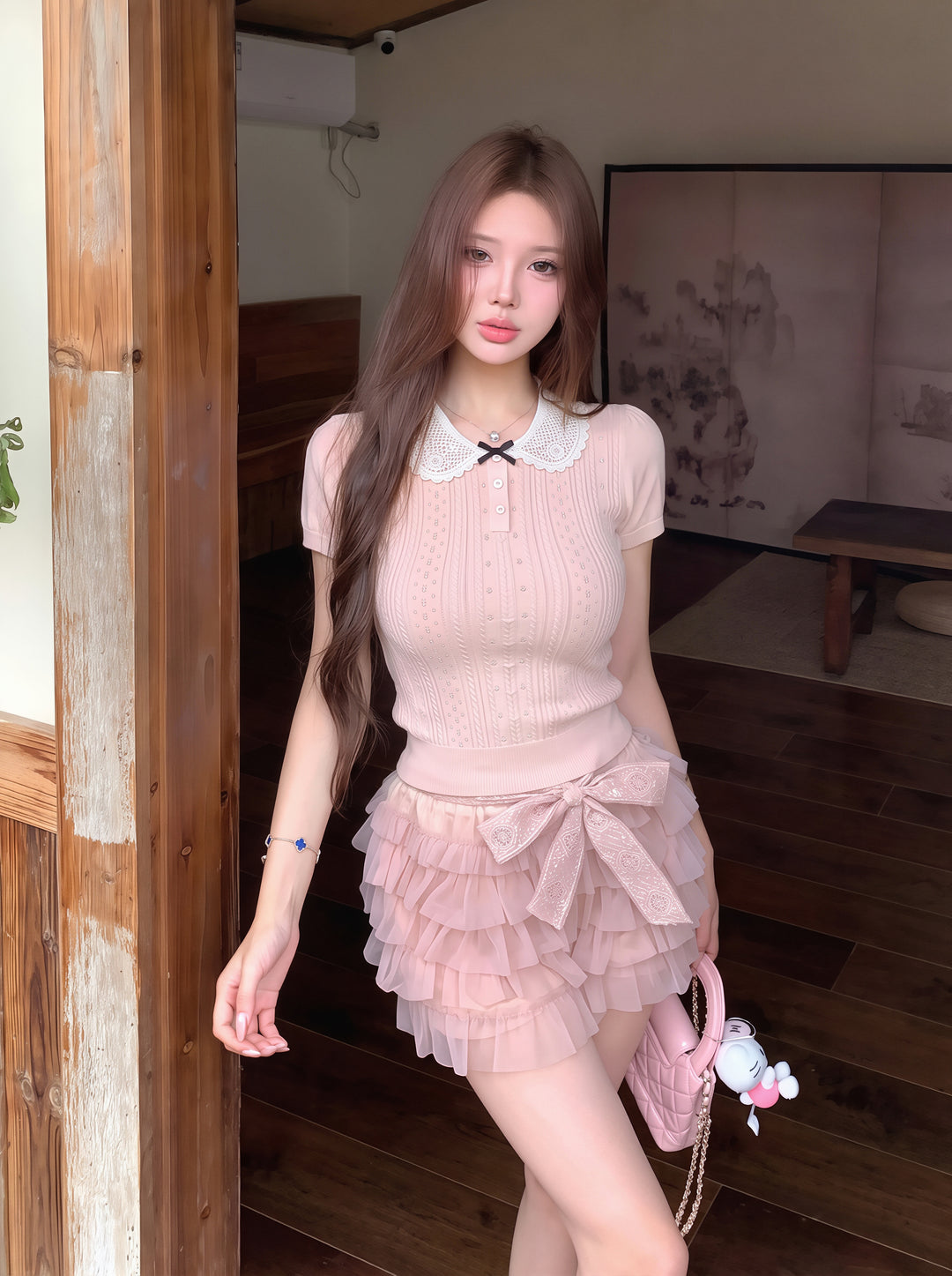 【tops】ピーターパンカラーニットトップス Q8836