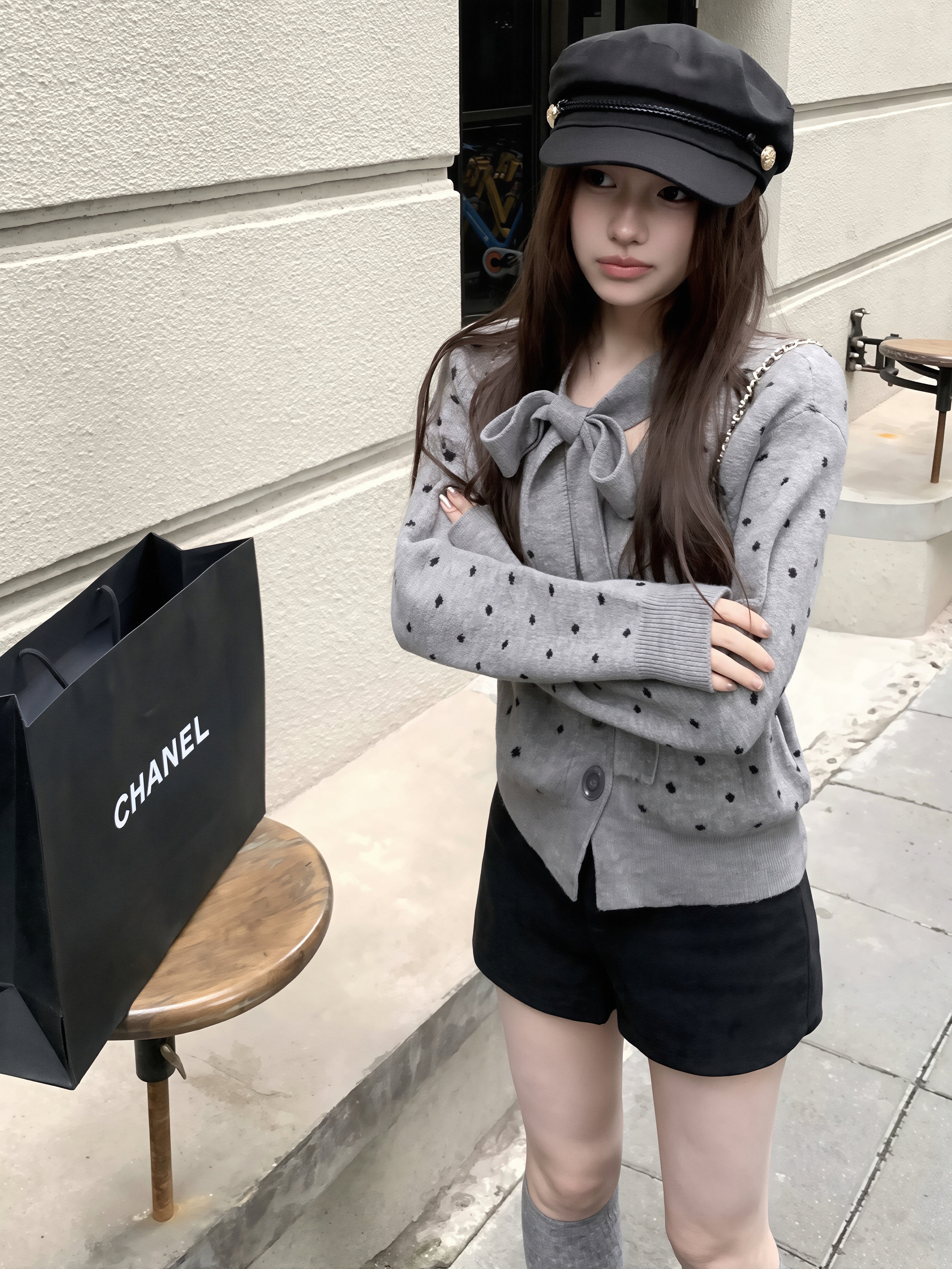 outer】ドット柄ニットカーディガン Q8868 – NANASTYLE