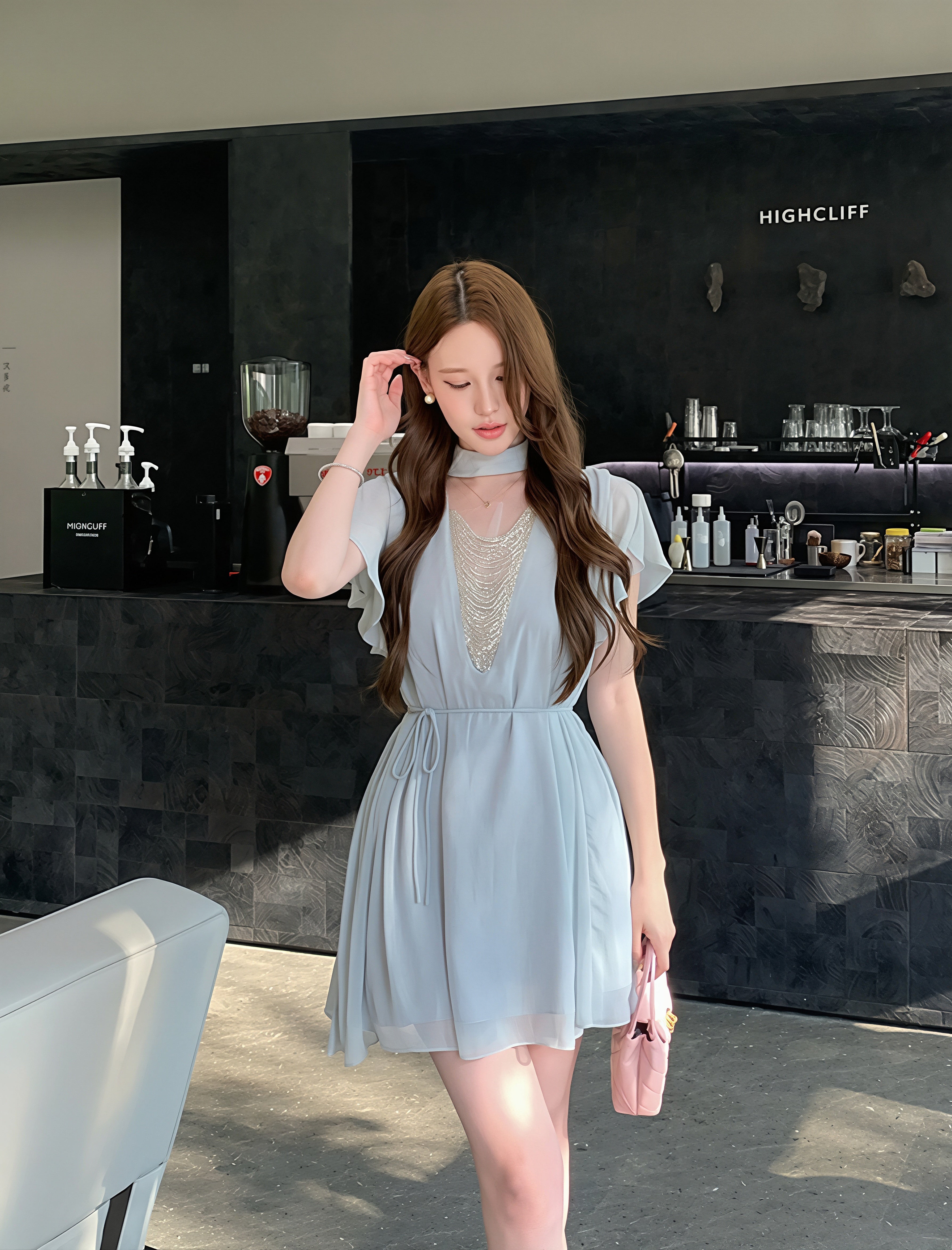 dress】ビーズVネックワンピース Q8768 – NANASTYLE