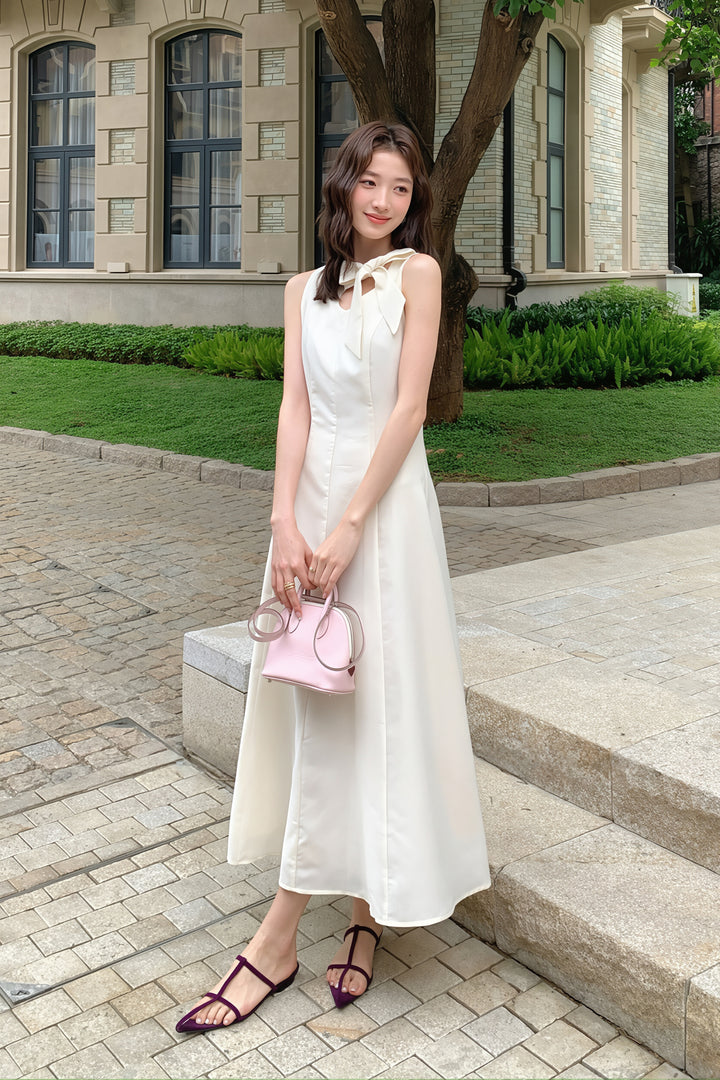 【dress】リボン付きロングワンピース Q8765
