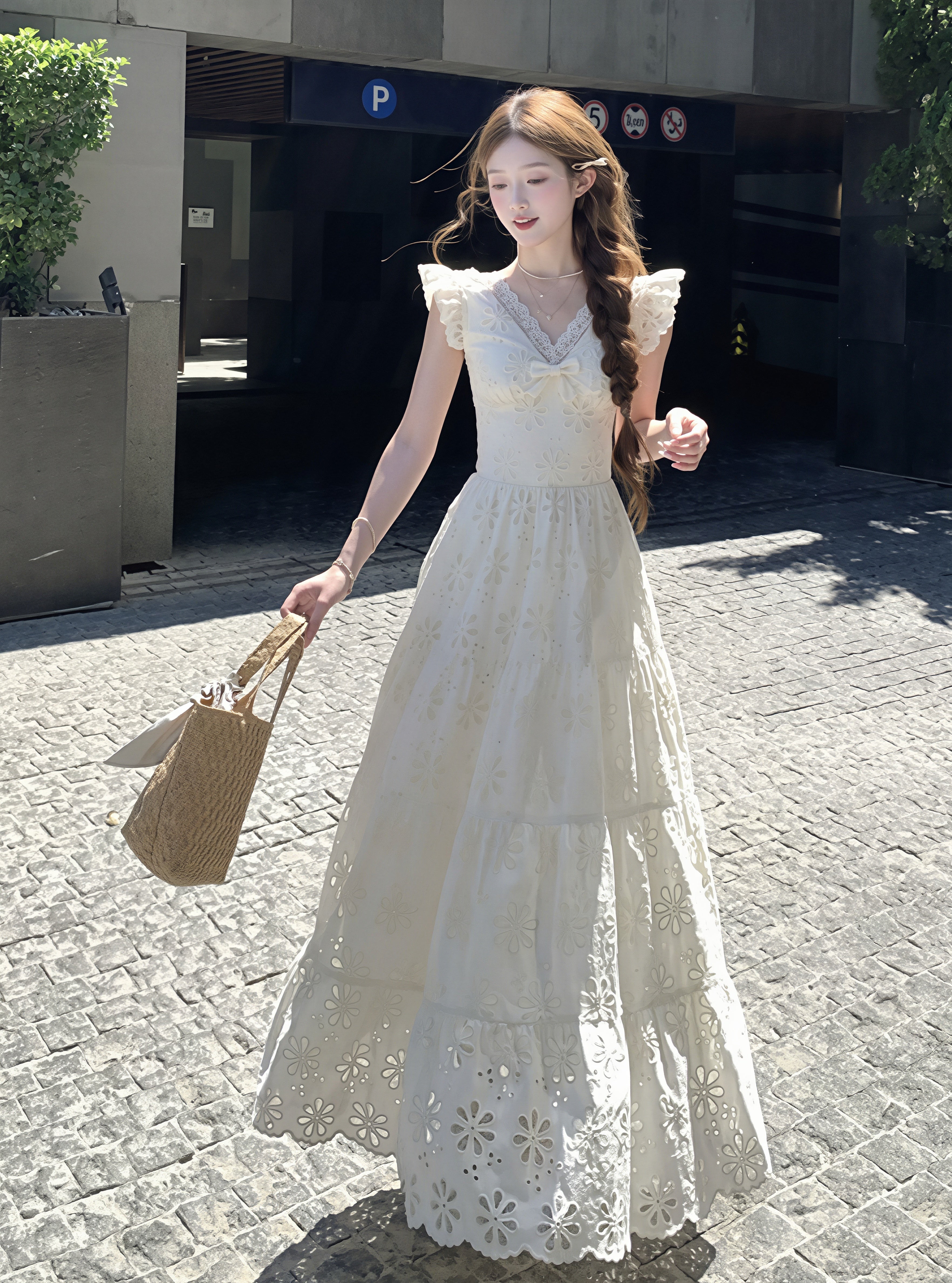dress】フラッタースリーブロングレースワンピース Q8819 – NANASTYLE