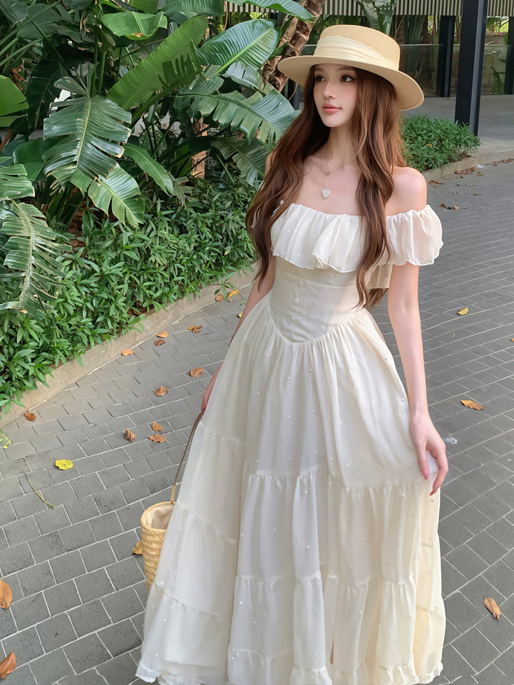 【dress】オフショルダーロングワンピース Q8863