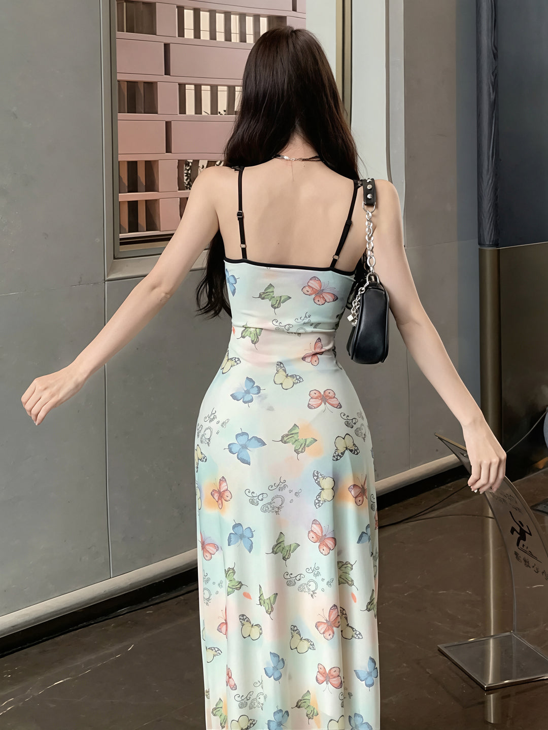 【dress】レースドッキングロングキャミワンピース Q8799