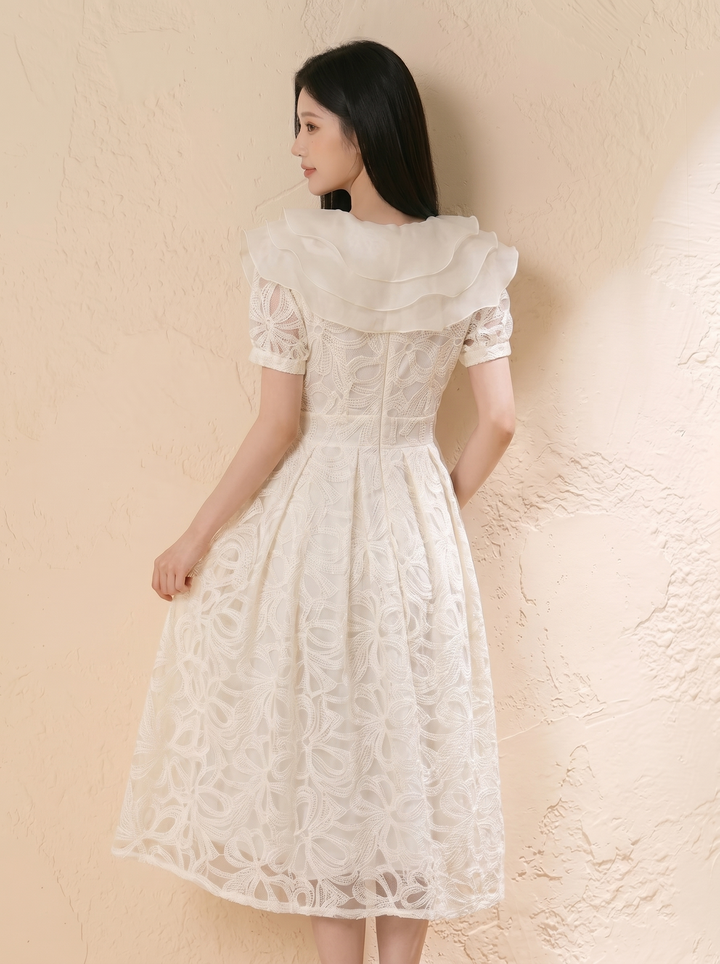 【dress】ラッフルカラーレースワンピース　N3709