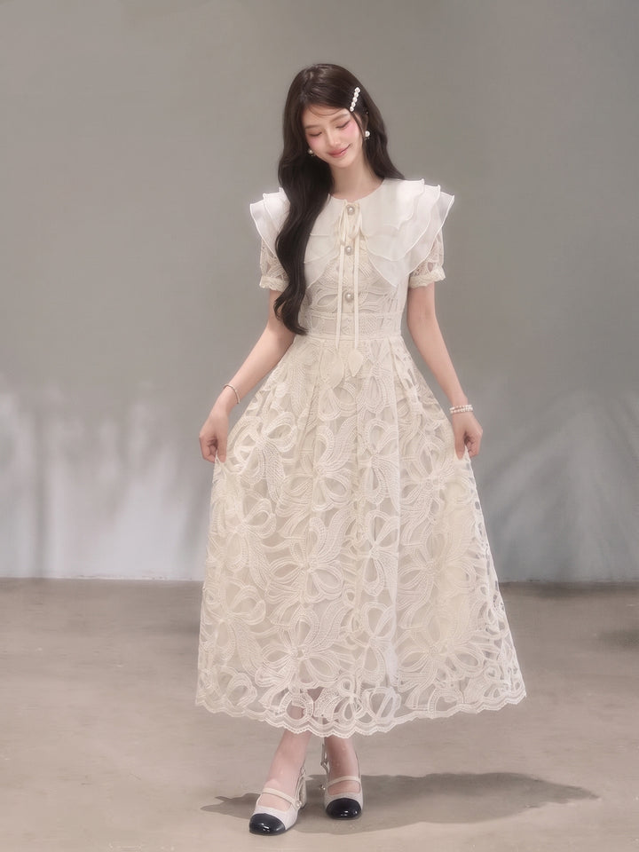 【dress】ラッフルカラーレースワンピース　N3709