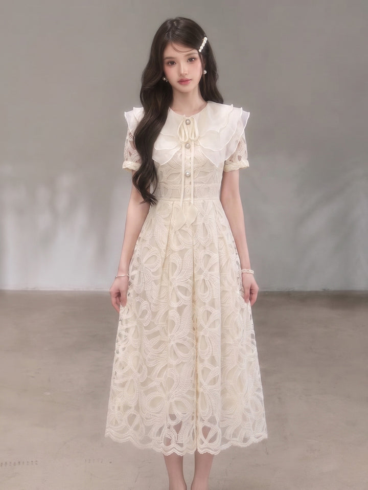 【dress】ラッフルカラーレースワンピース　N3709
