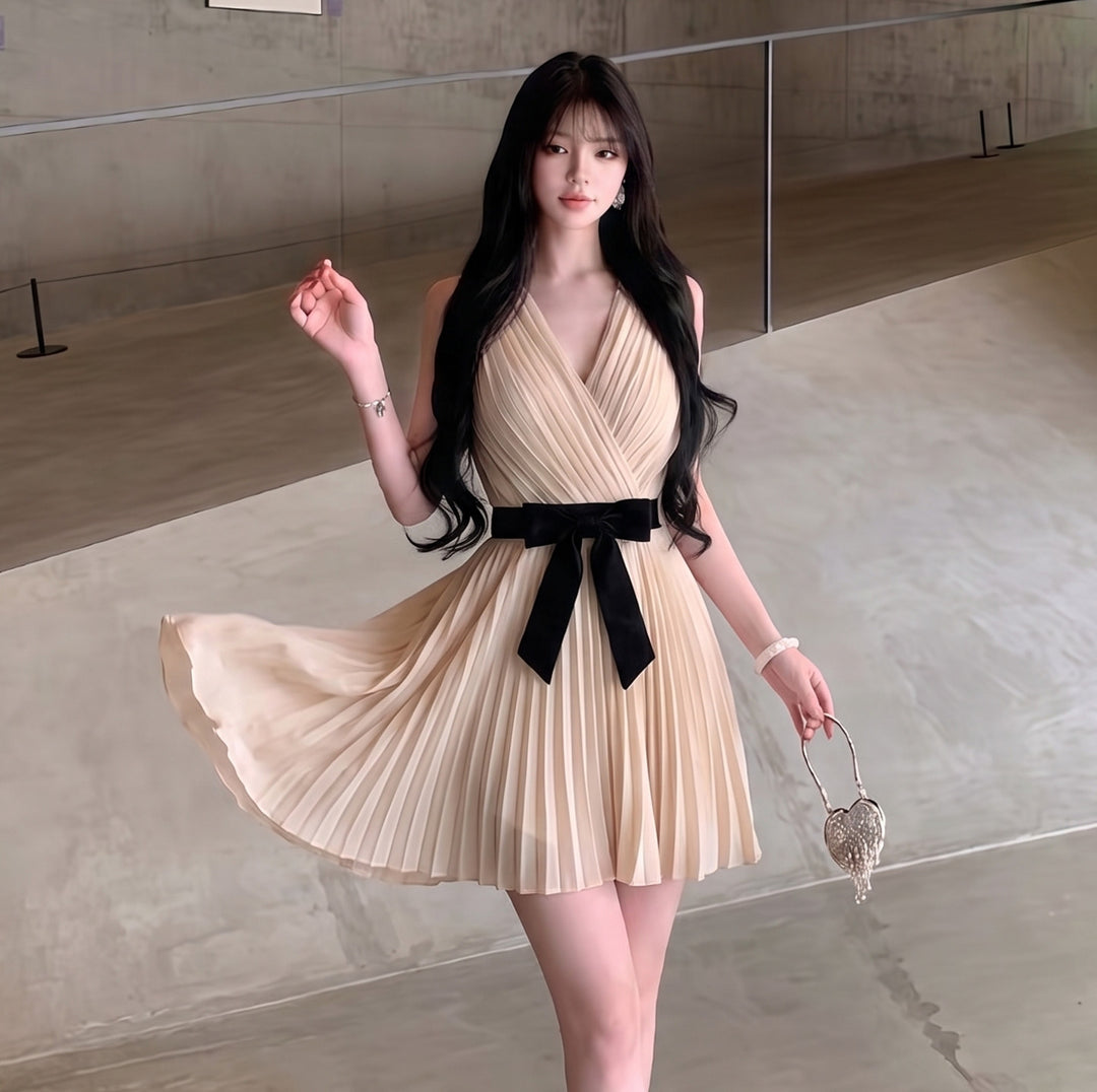 【dress】リボンプリーツミニワンピース　N3680