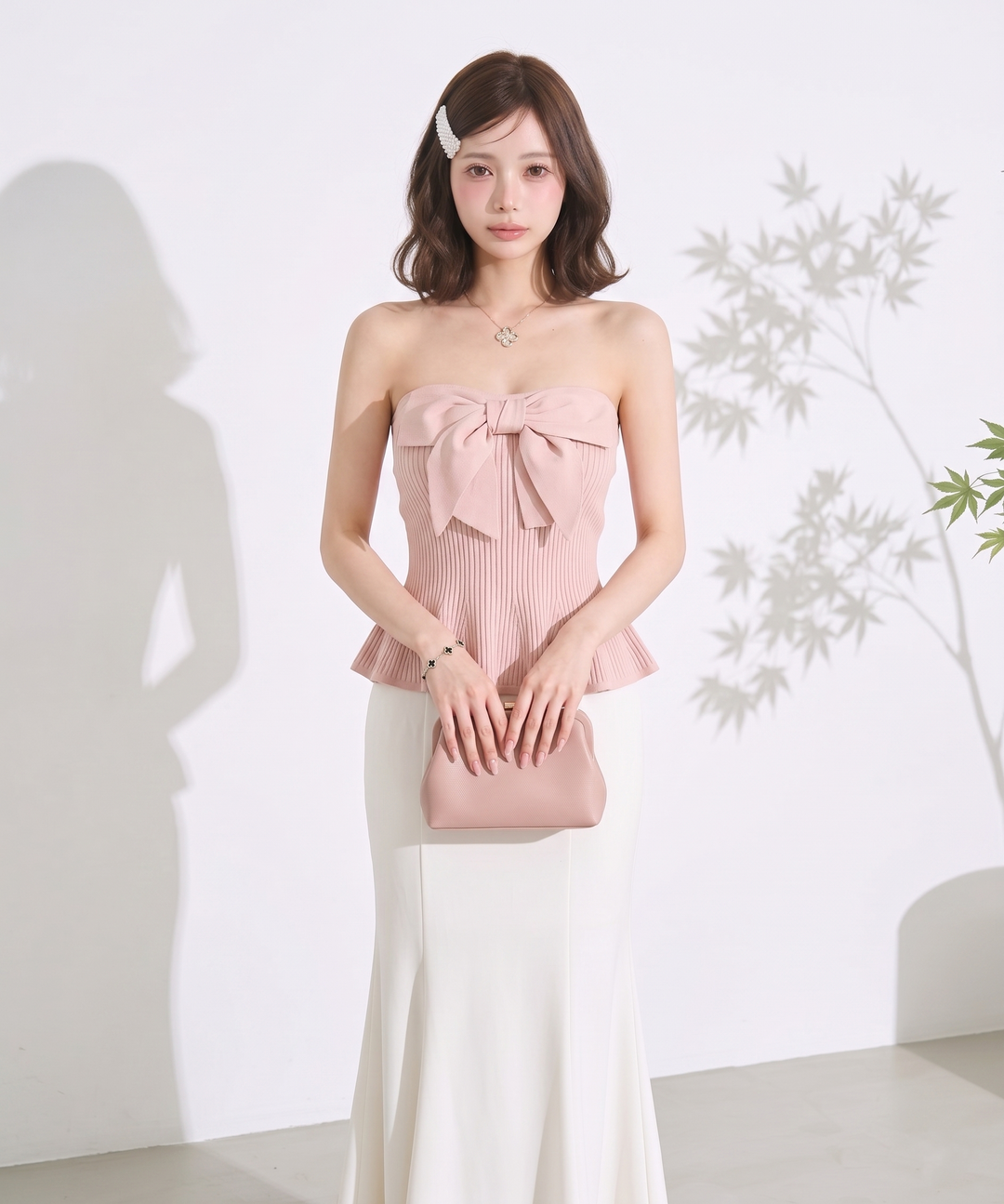 【tops】ビッグリボンペプラムベアトップ  N3644