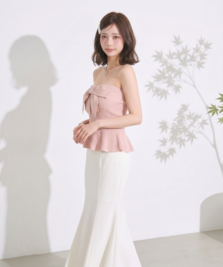 【tops】ビッグリボンペプラムベアトップ  N3644