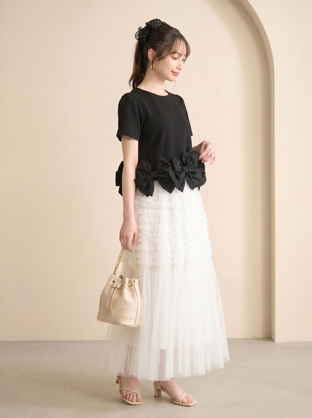 【tops】リボンフリルトップス   N3634