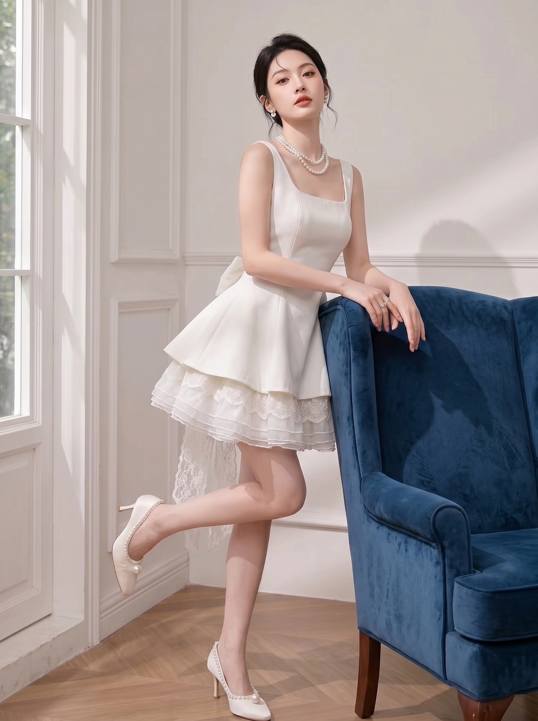 【dress】チュールドッキングペプラムミニワンピース　N3623