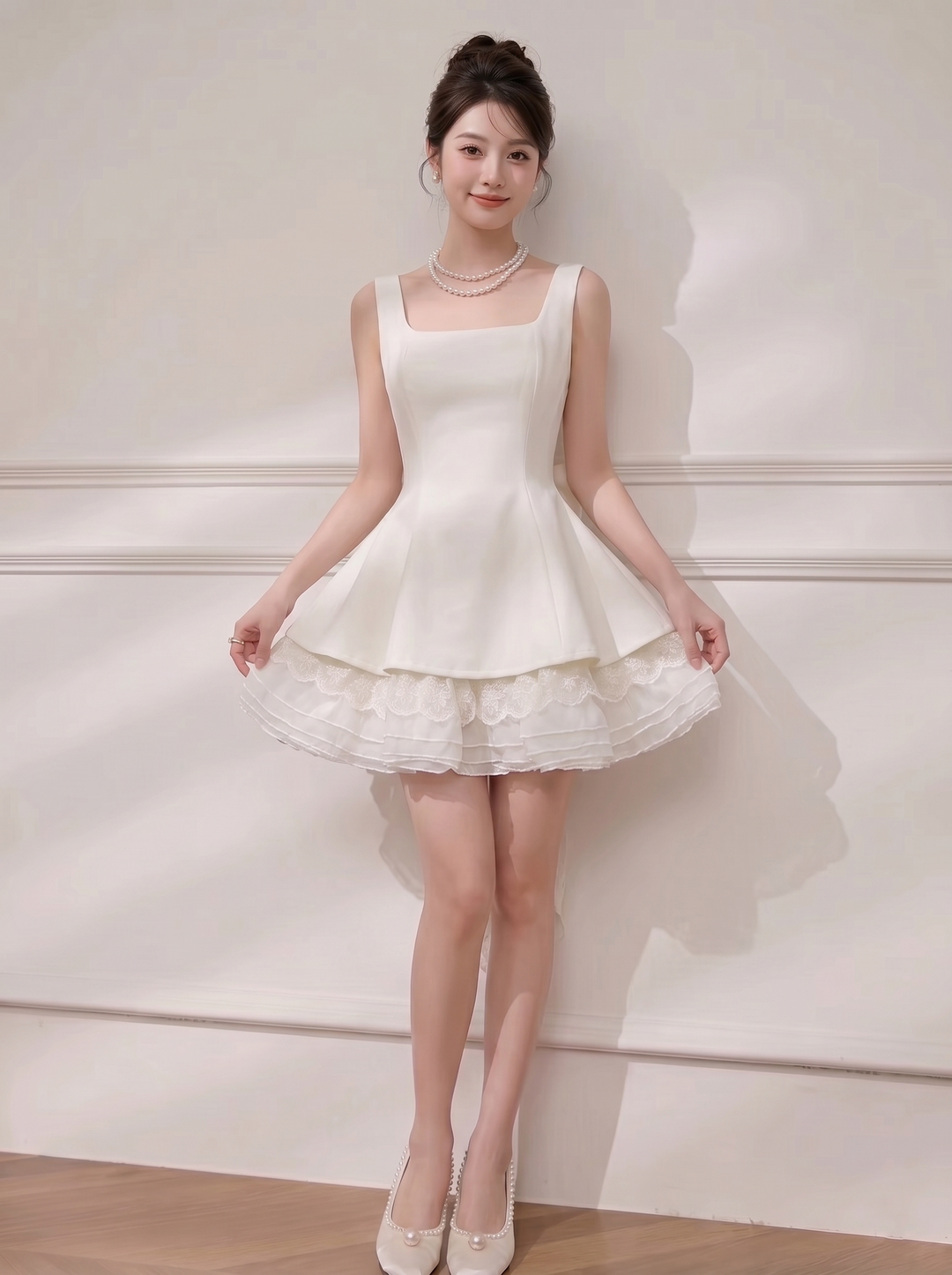 【dress】チュールドッキングペプラムミニワンピース　N3623