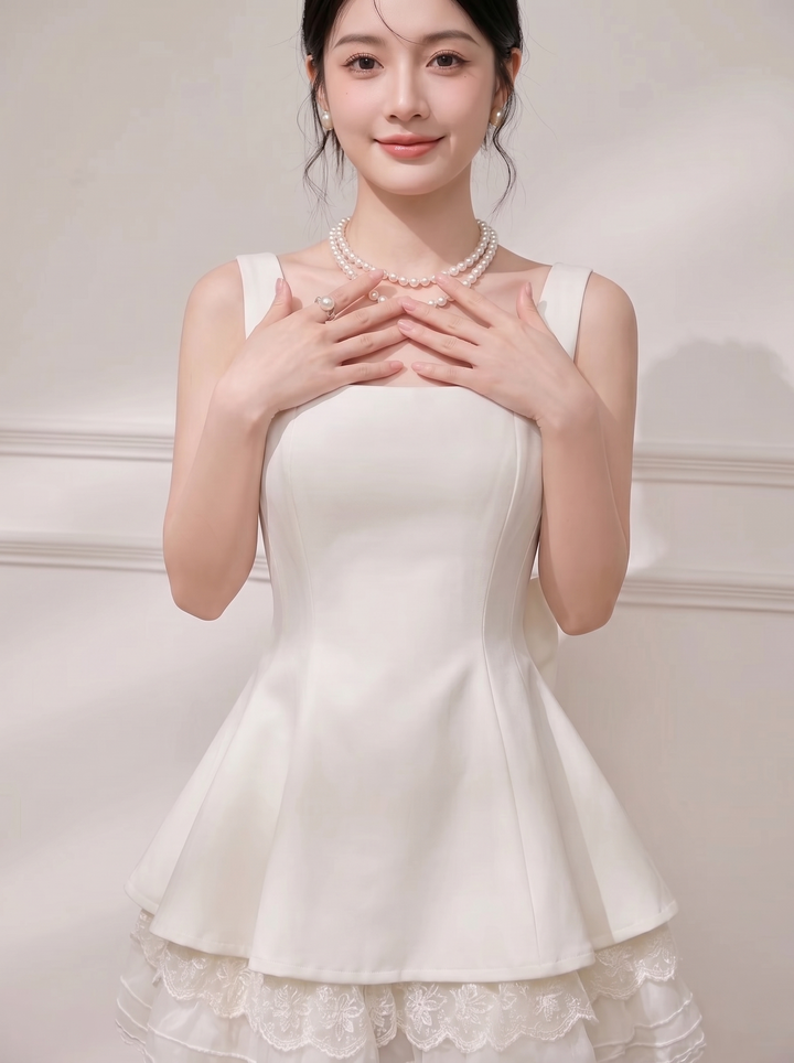 【dress】チュールドッキングペプラムミニワンピース　N3623