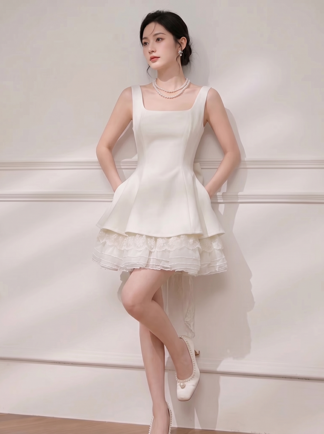 【dress】チュールドッキングペプラムミニワンピース　N3623