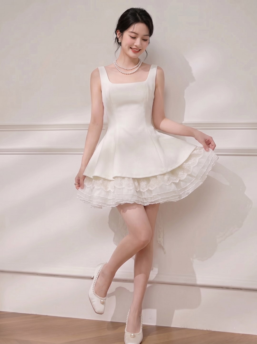 【dress】チュールドッキングペプラムミニワンピース　N3623