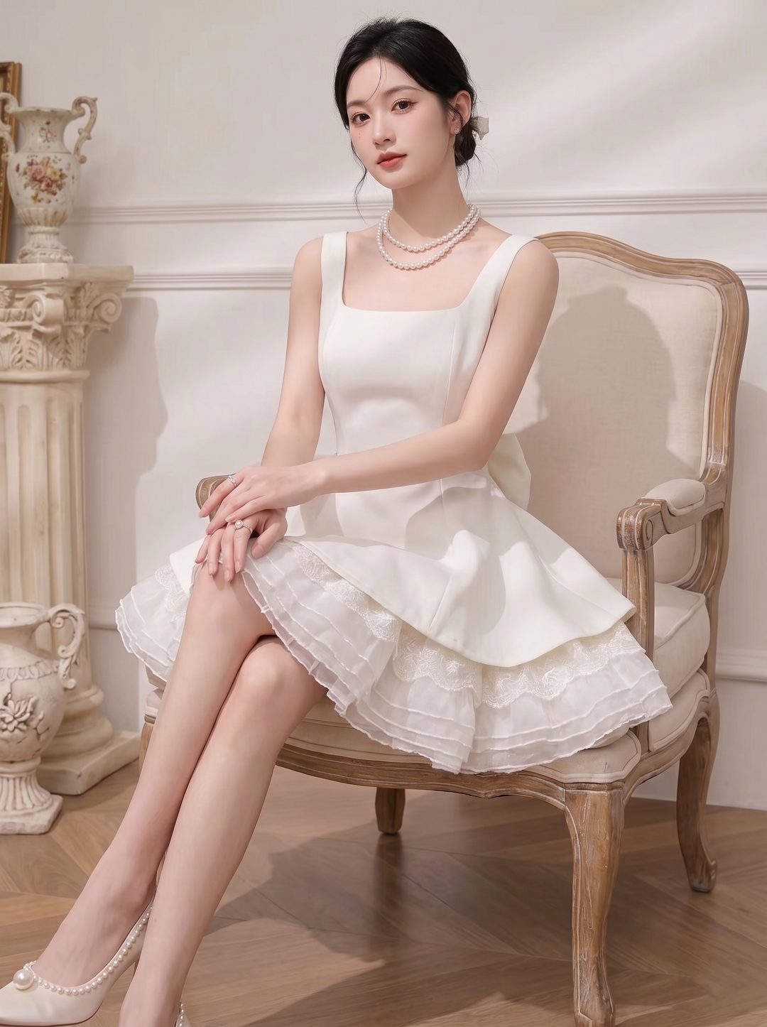 【dress】チュールドッキングペプラムミニワンピース　N3623