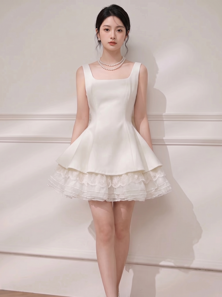 【dress】チュールドッキングペプラムミニワンピース　N3623