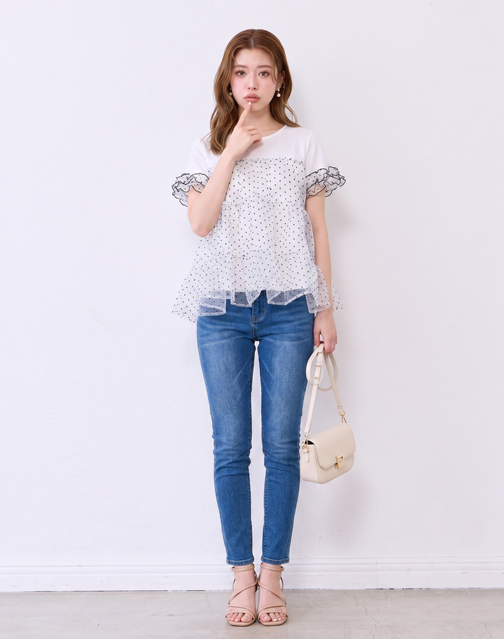 【tops】ティアードチュールトップス   N3633