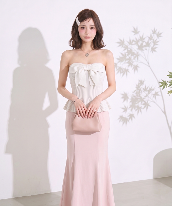 【tops】ビッグリボンペプラムベアトップ  N3644