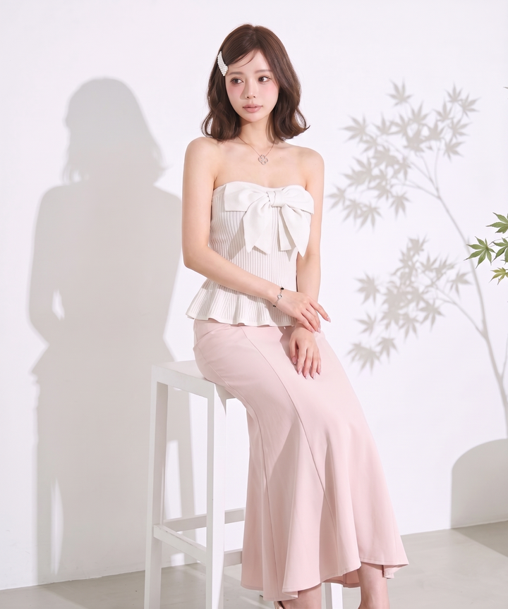 【tops】ビッグリボンペプラムベアトップ  N3644
