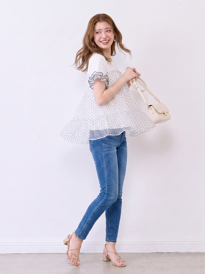 【tops】ティアードチュールトップス   N3633