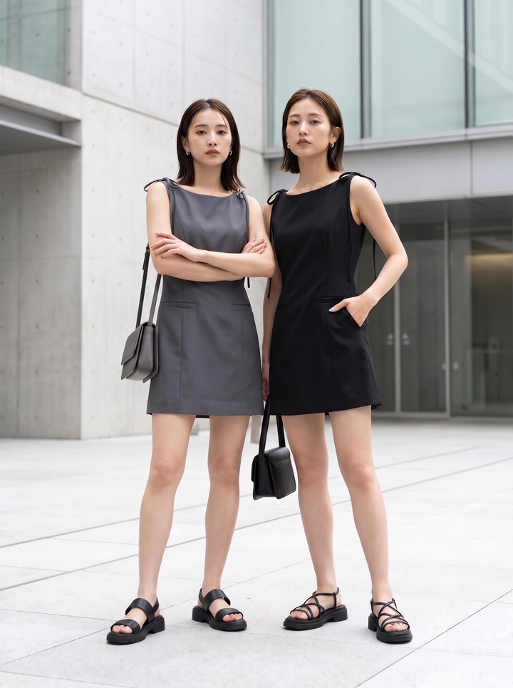 【dress】ショルダーリボンミニワンピース　N3696