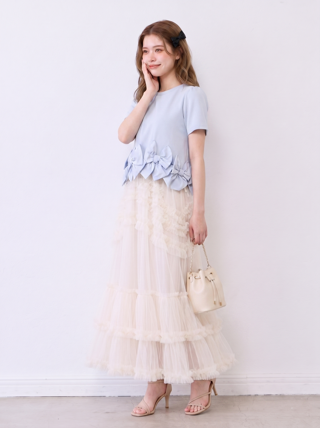 【tops】リボンフリルトップス   N3634