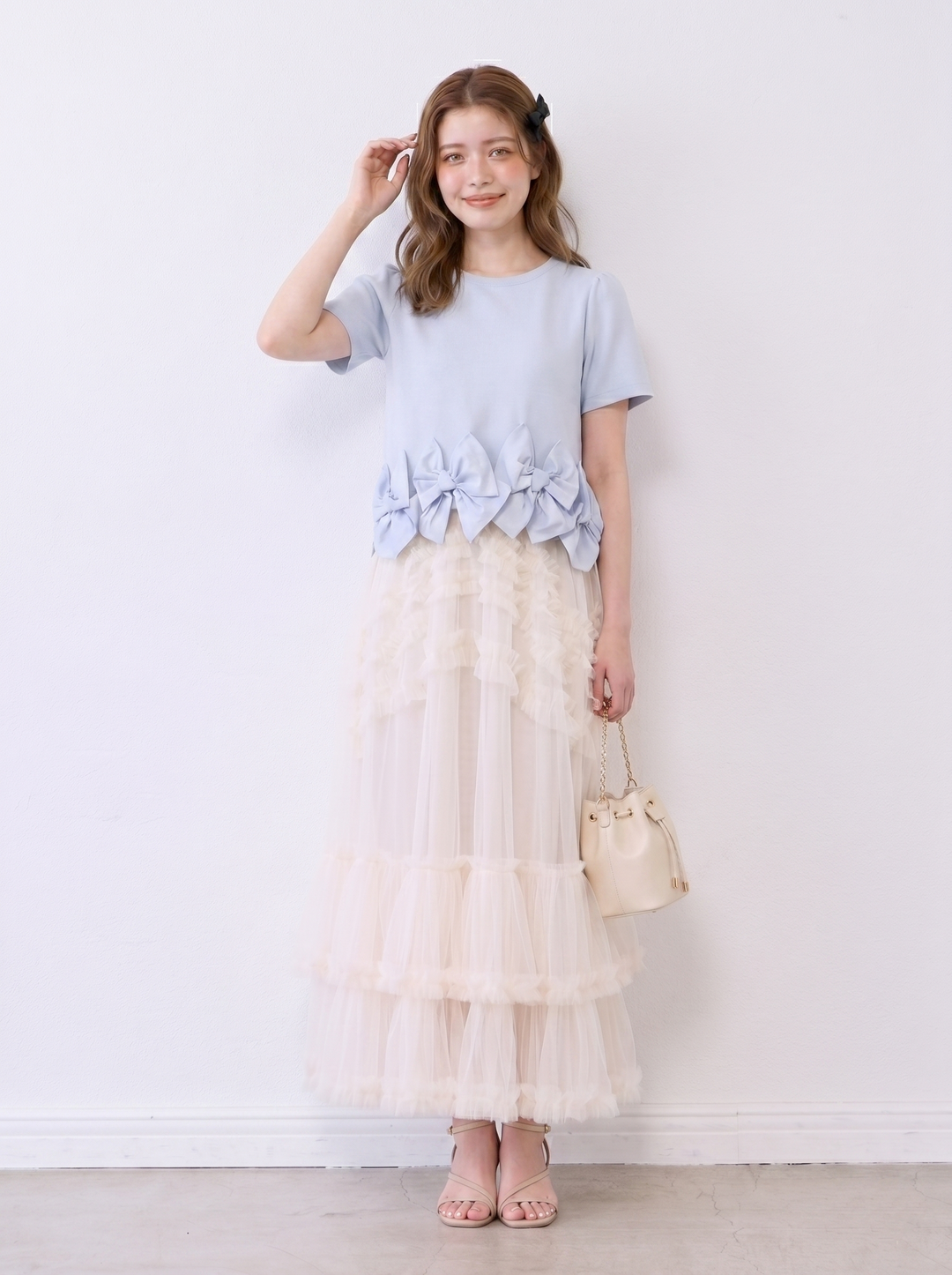 【tops】リボンフリルトップス   N3634