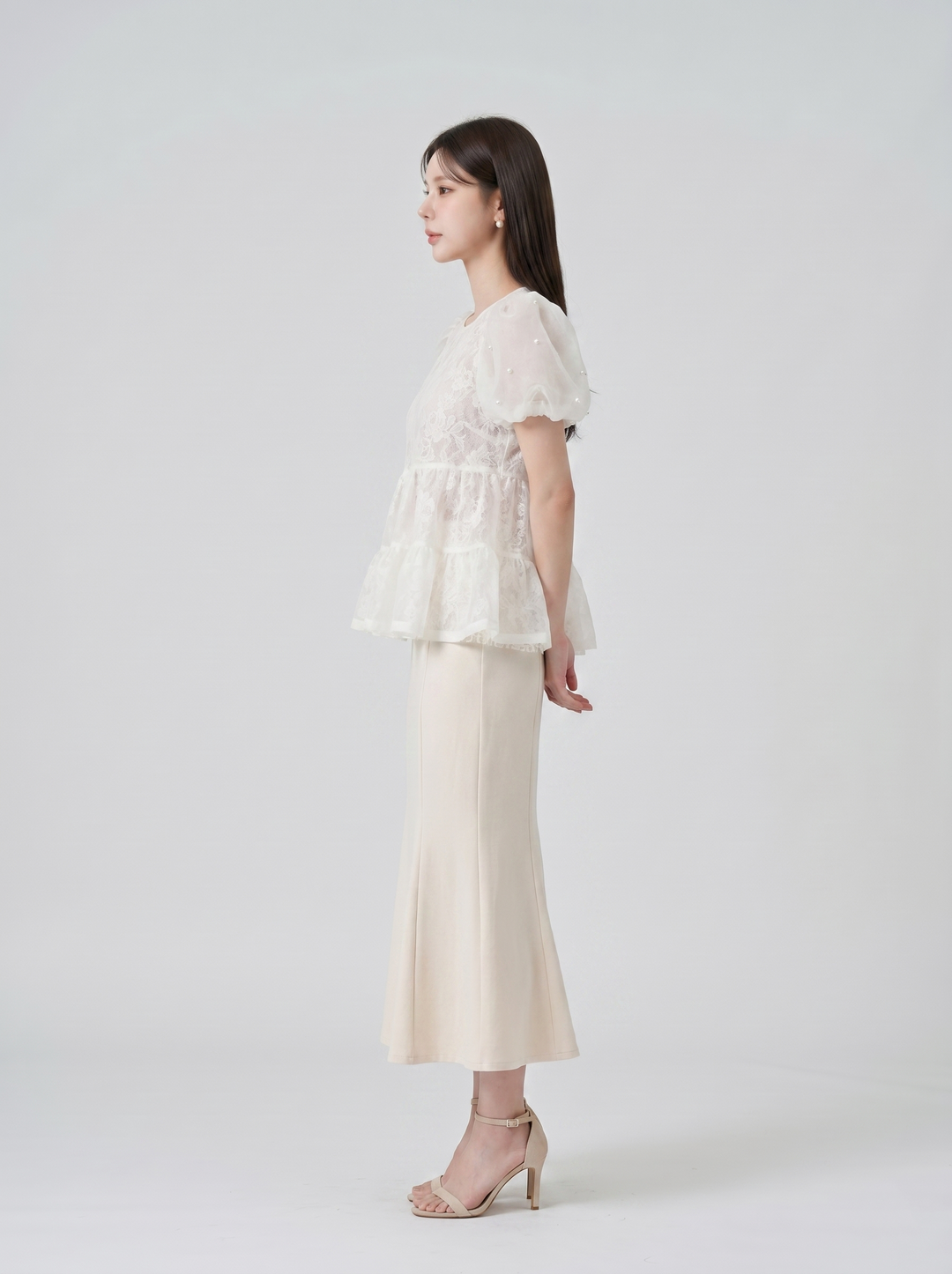 【tops】パールショルダーペプラムトップス　N3617