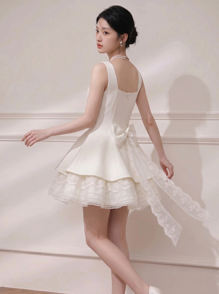 【dress】チュールドッキングペプラムミニワンピース　N3623