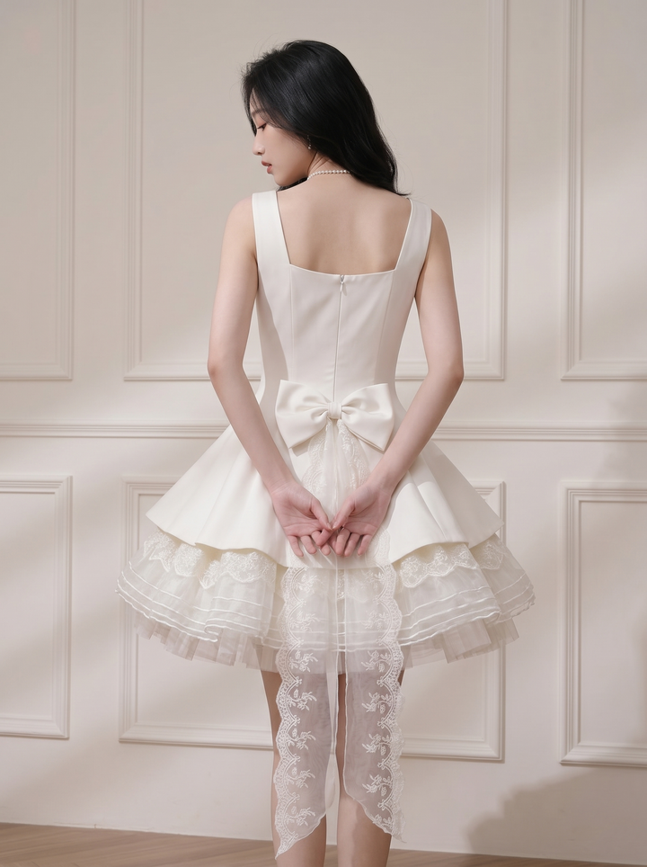 【dress】チュールドッキングペプラムミニワンピース　N3623